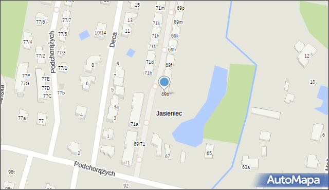 Łódź, Podchorążych, 69b, mapa Łodzi