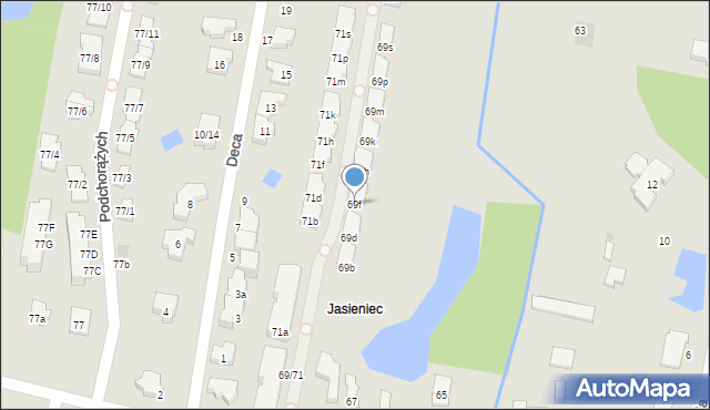 Łódź, Podchorążych, 69f, mapa Łodzi