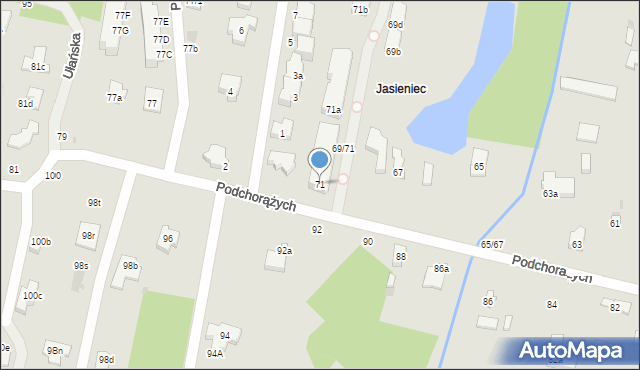 Łódź, Podchorążych, 71, mapa Łodzi