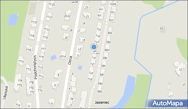 Łódź, Podchorążych, 71j, mapa Łodzi