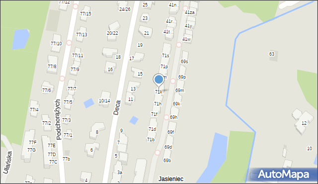 Łódź, Podchorążych, 71k, mapa Łodzi