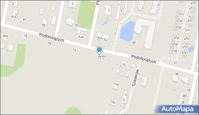 Łódź, Podchorążych, 72, mapa Łodzi