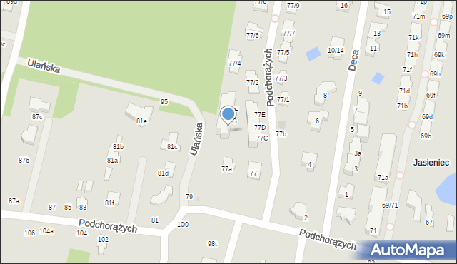 Łódź, Podchorążych, 77H, mapa Łodzi