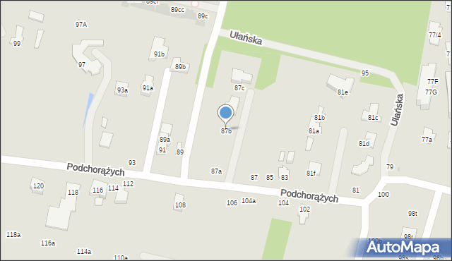 Łódź, Podchorążych, 87b, mapa Łodzi