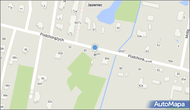 Łódź, Podchorążych, 88, mapa Łodzi