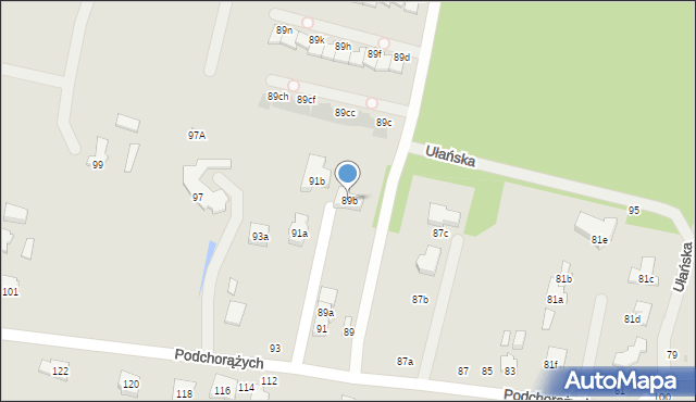 Łódź, Podchorążych, 89b, mapa Łodzi