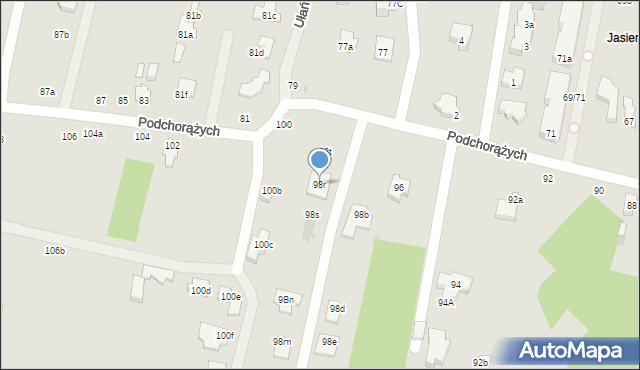 Łódź, Podchorążych, 98r, mapa Łodzi