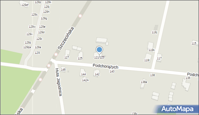 Łódź, Podchorążych, 121/123, mapa Łodzi