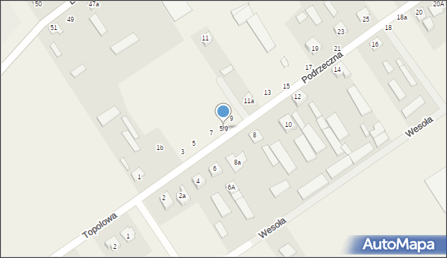 Łomazy, Podrzeczna, 5/9, mapa Łomazy