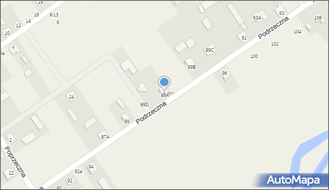 Łomazy, Podrzeczna, 89A, mapa Łomazy