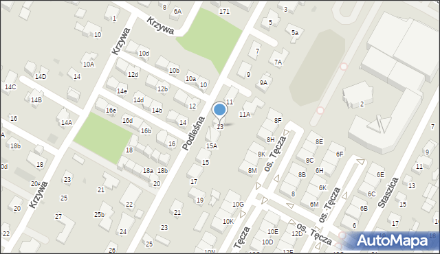 Łomianki, Podleśna, 13, mapa Łomianki