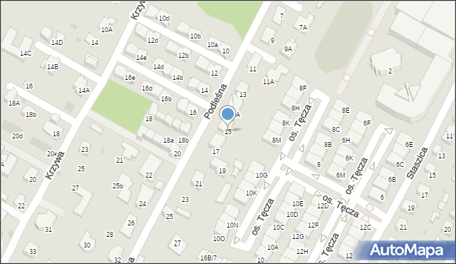 Łomianki, Podleśna, 15, mapa Łomianki