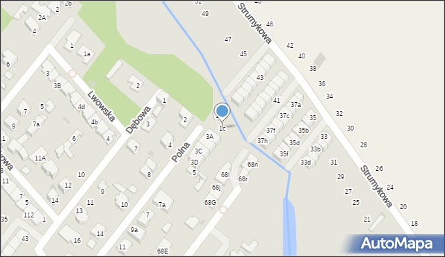Łomianki, Polna, 1c, mapa Łomianki