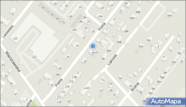 Łomianki, Polna, 23, mapa Łomianki