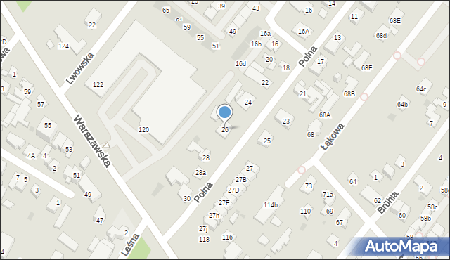 Łomianki, Polna, 26, mapa Łomianki