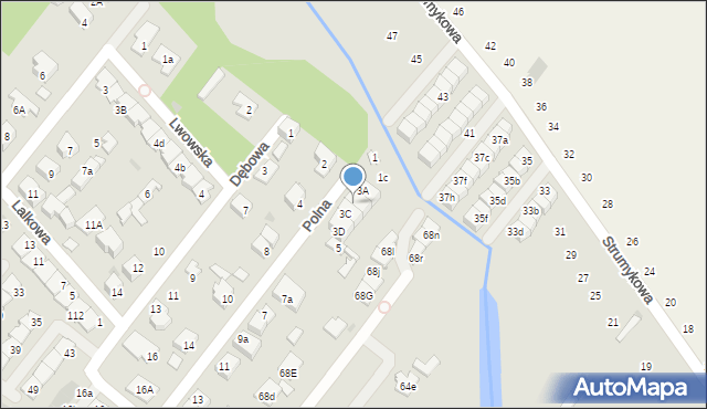 Łomianki, Polna, 3B, mapa Łomianki