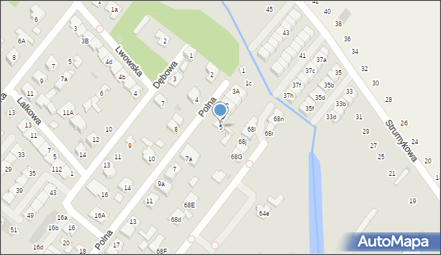 Łomianki, Polna, 5, mapa Łomianki