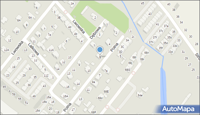 Łomianki, Polna, 8, mapa Łomianki