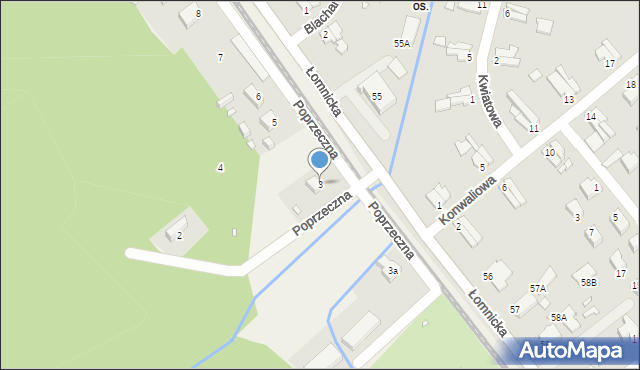 Łomnica, Poprzeczna, 3, mapa Łomnica