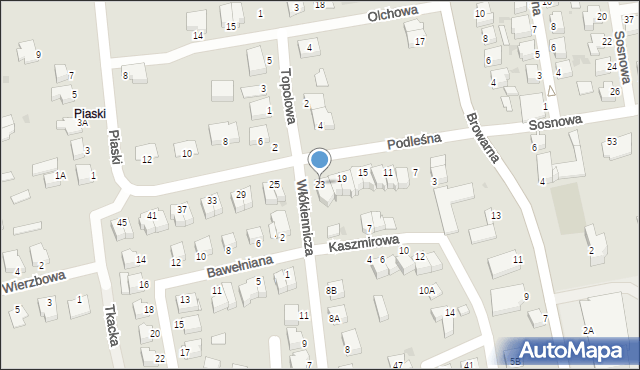 Łomża, Podleśna, 23, mapa Łomży