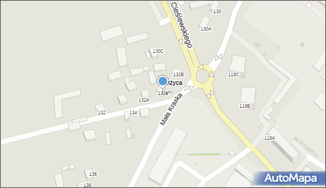 Łomża, Poznańska, 132e, mapa Łomży