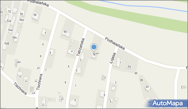 Łopuszna, Podhalańska, 76, mapa Łopuszna