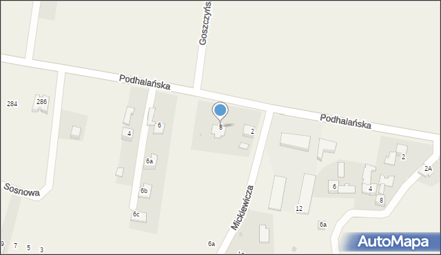 Łopuszna, Podhalańska, 8, mapa Łopuszna