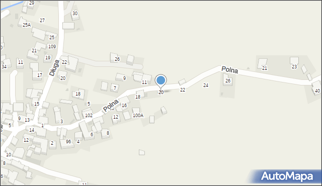 Łopuszna, Polna, 20, mapa Łopuszna