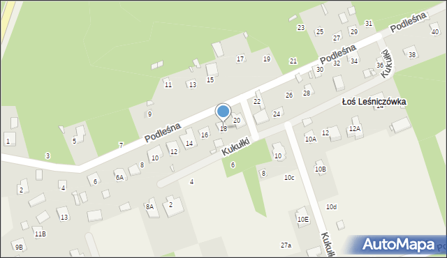 Łoś, Podleśna, 18, mapa Łoś