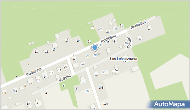 Łoś, Podleśna, 28, mapa Łoś
