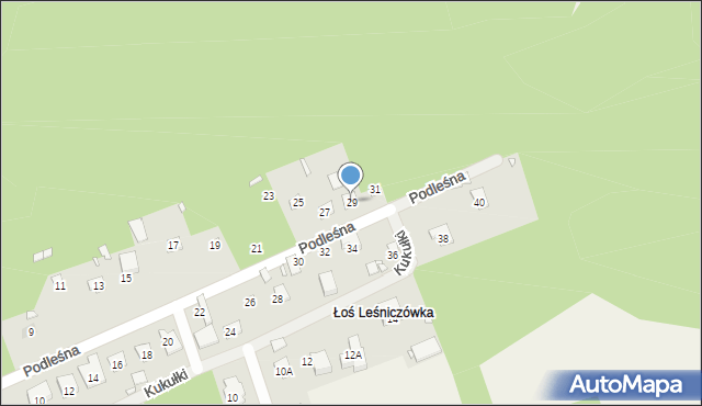 Łoś, Podleśna, 29, mapa Łoś