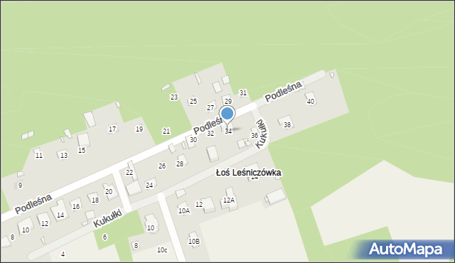 Łoś, Podleśna, 34, mapa Łoś