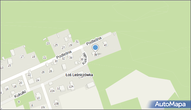 Łoś, Podleśna, 38, mapa Łoś