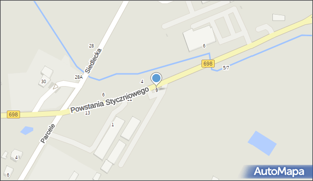 Łosice, Powstania Styczniowego, 9, mapa Łosice