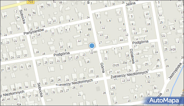 Łowicz, Podgórna, 11, mapa Łowicza