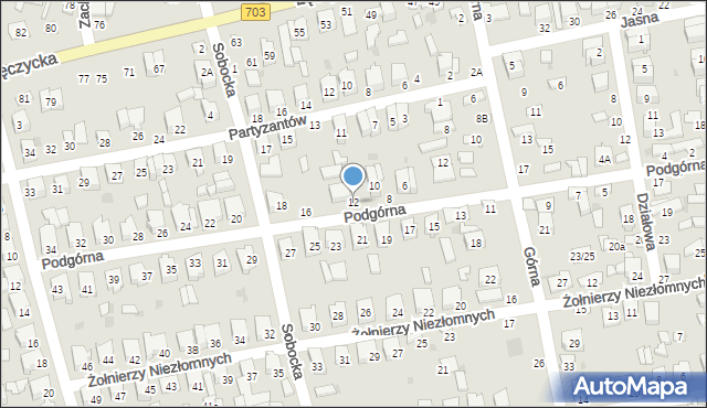 Łowicz, Podgórna, 12, mapa Łowicza