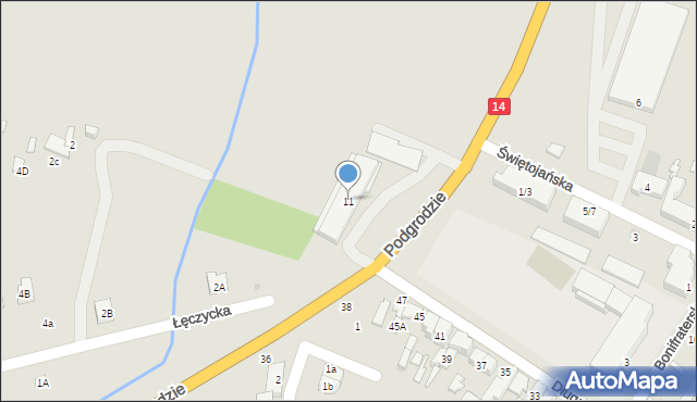 Łowicz, Podgrodzie, 11, mapa Łowicza