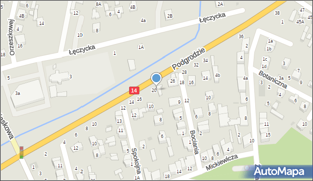 Łowicz, Podgrodzie, 22, mapa Łowicza
