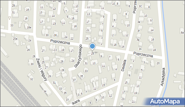Łowicz, Poprzeczna, 15, mapa Łowicza