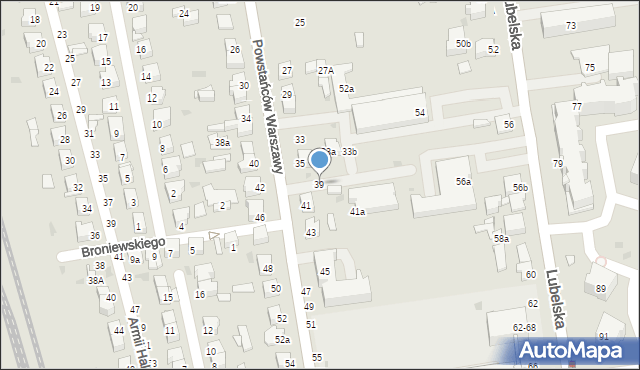 Lubartów, Powstańców Warszawy, 39, mapa Lubartów