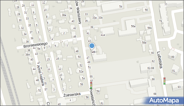 Lubartów, Powstańców Warszawy, 45-47, mapa Lubartów