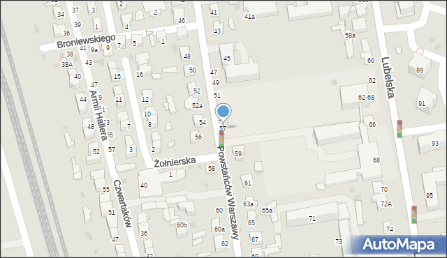 Lubartów, Powstańców Warszawy, 57, mapa Lubartów