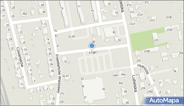 Lubartów, Powstańców Warszawy, 87-89, mapa Lubartów