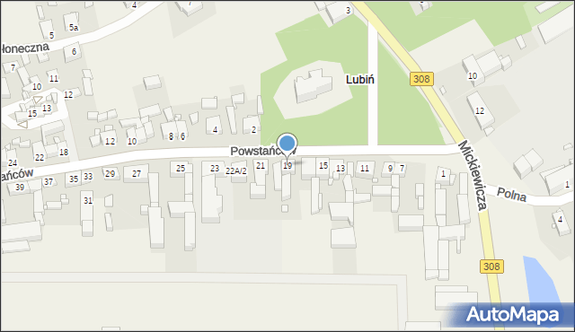 Lubiń, Powstańców, 19, mapa Lubiń