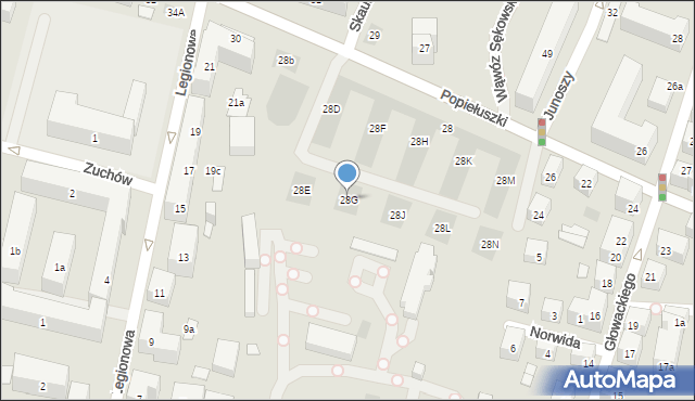 Lublin, Popiełuszki Jerzego, bł. ks., 28G, mapa Lublina