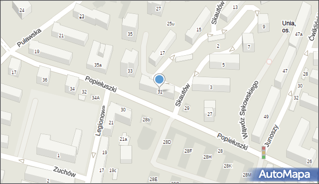 Lublin, Popiełuszki Jerzego, bł. ks., 31, mapa Lublina