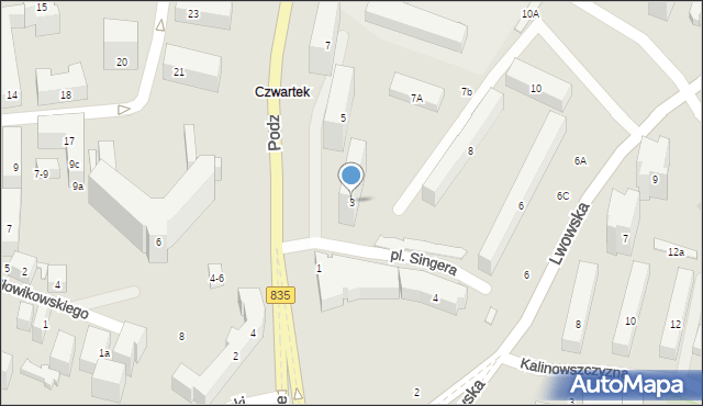 Lublin, Podzamcze, 3, mapa Lublina