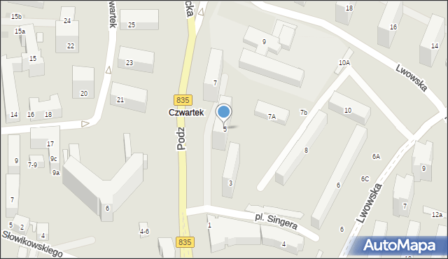 Lublin, Podzamcze, 5, mapa Lublina