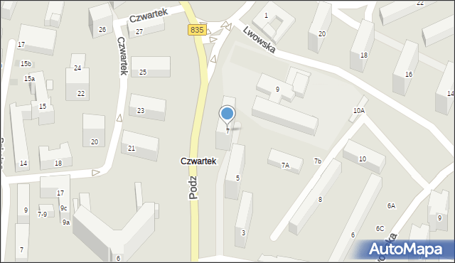 Lublin, Podzamcze, 7, mapa Lublina