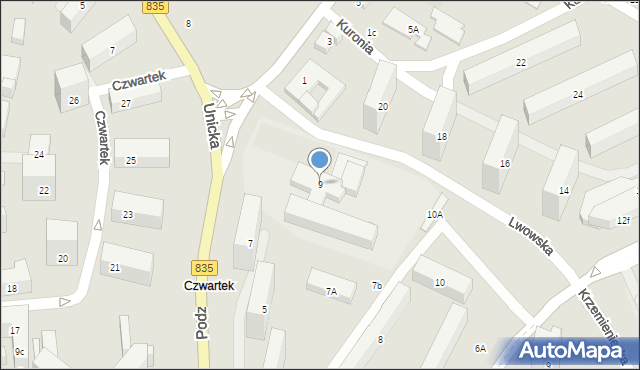 Lublin, Podzamcze, 9, mapa Lublina